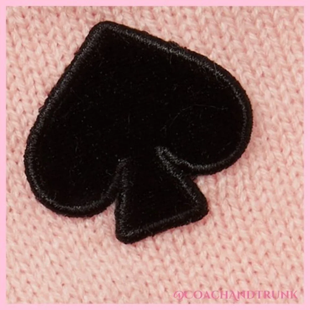 KATE SPADE 2PC Rose Tech Finger Gloves & Beanie Black Flocked Spade NWT